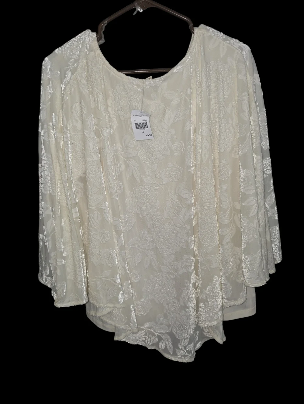 Women's Catus And Pearl Cream Floral Lace Overlay Top Size Medium NWT - Picture 2 of 5